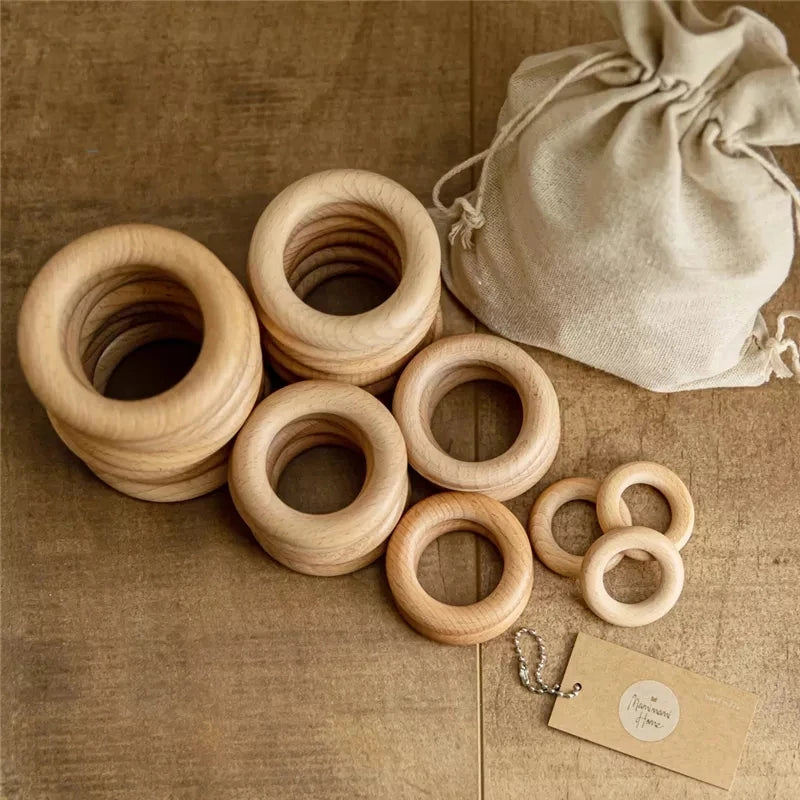 Wooden Rings DIY Maple Wood Teething Toys Smooth Finish