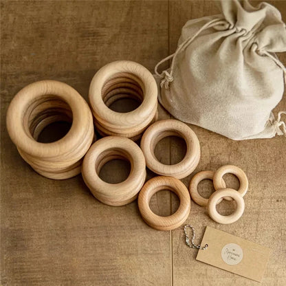 Wooden Rings DIY Maple Wood Teething Toys Smooth Finish