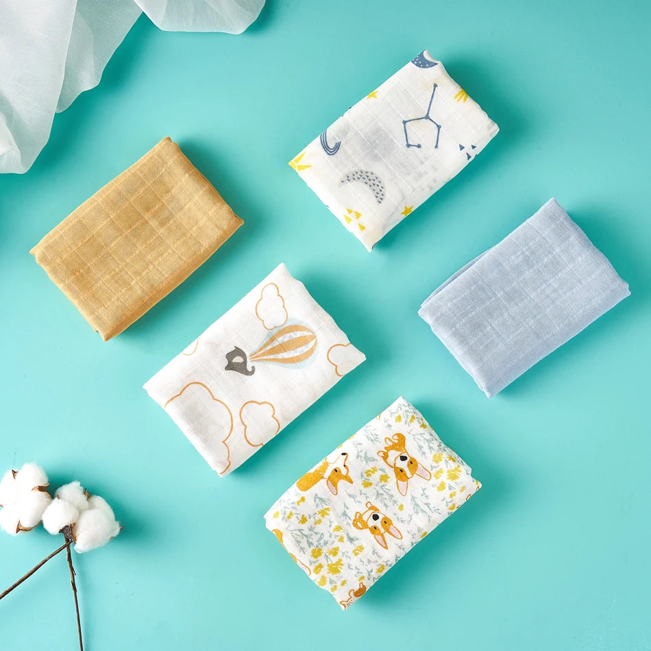 Bamboo Cotton Swaddle Blanket and Baby Bib Set