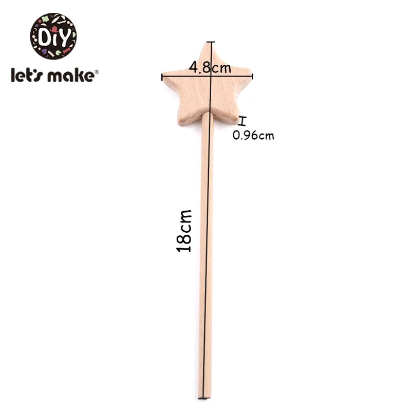 Wooden Star Magic Wand Beech Teething Toy Montessori Gift