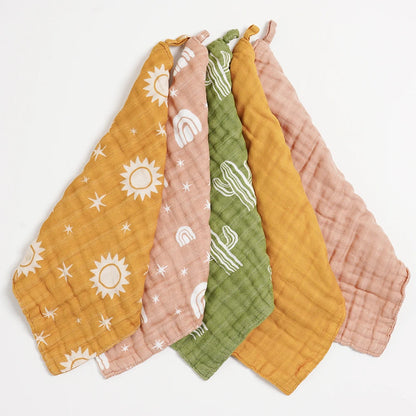 Bamboo Cotton Muslin Baby Towel and Burp Cloth Pack