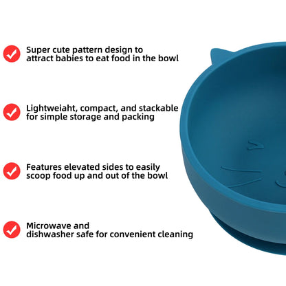 Baby Suction Bowl Cartoon Cat Design Training Tableware