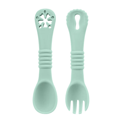 Baby Spoon Fork Set Soft Silicone Training Cutlery