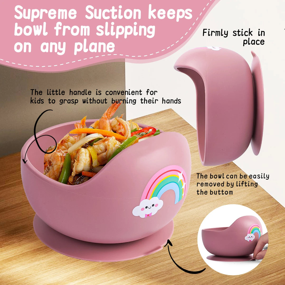 Silicone Baby Bowl Spoon Fork Set with Bib Feeding Essentials