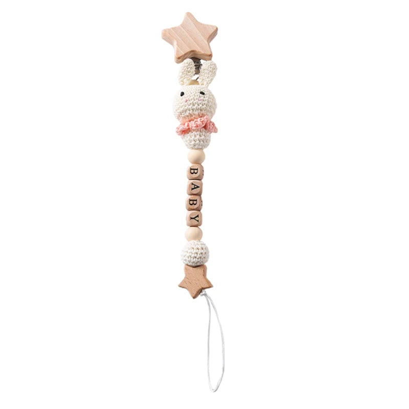 Baby Pacifier Chain Crochet Rabbit Handmade Holder Clip