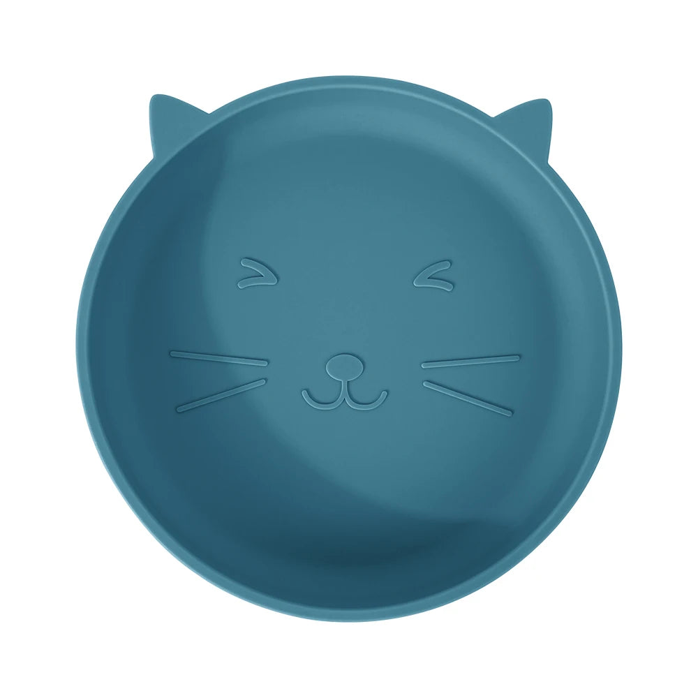 Silicone Baby Plate Cartoon Cat Feeding Bowl Kids Dishes