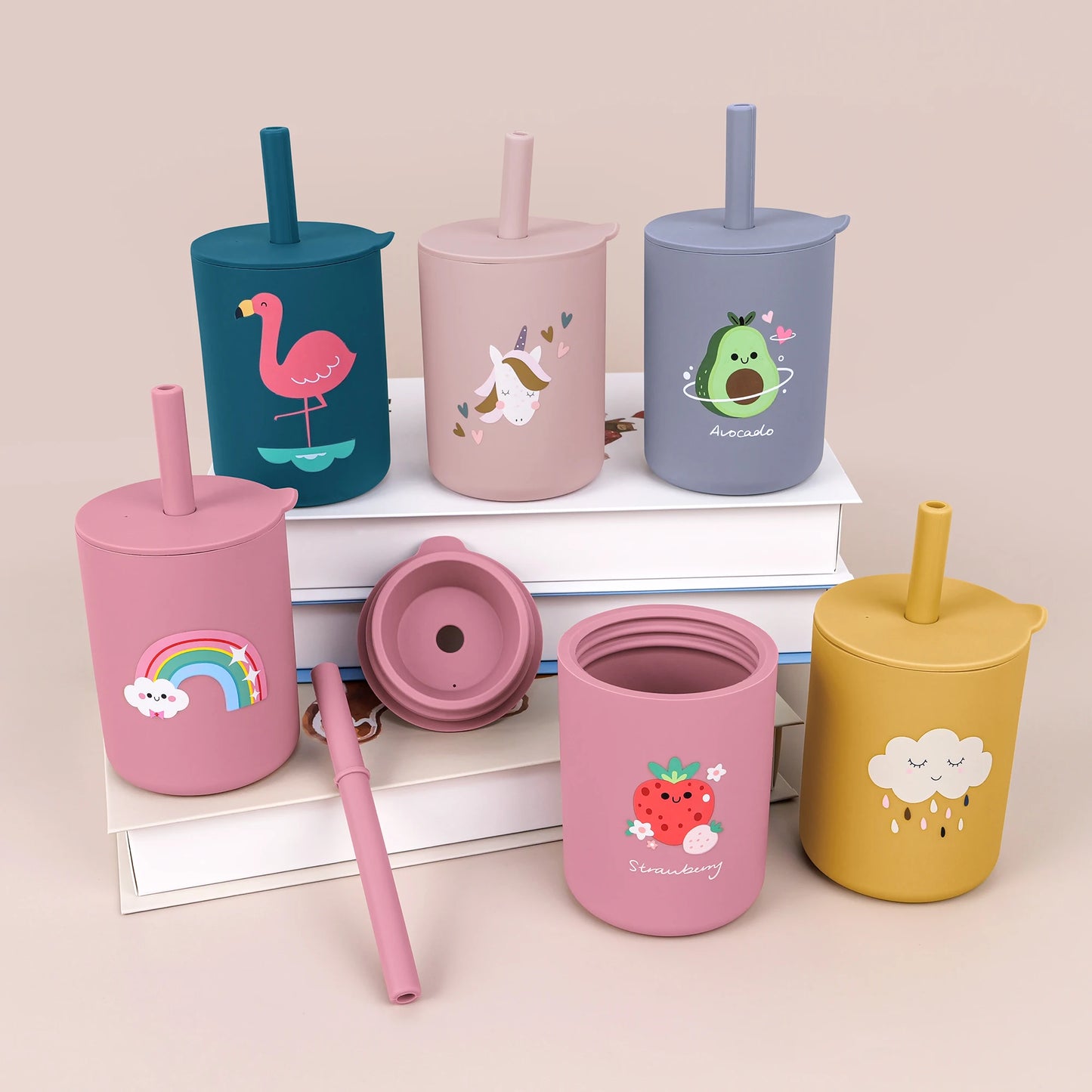 Silicone Baby Straw Cup Leakproof Toddler Water Bottle