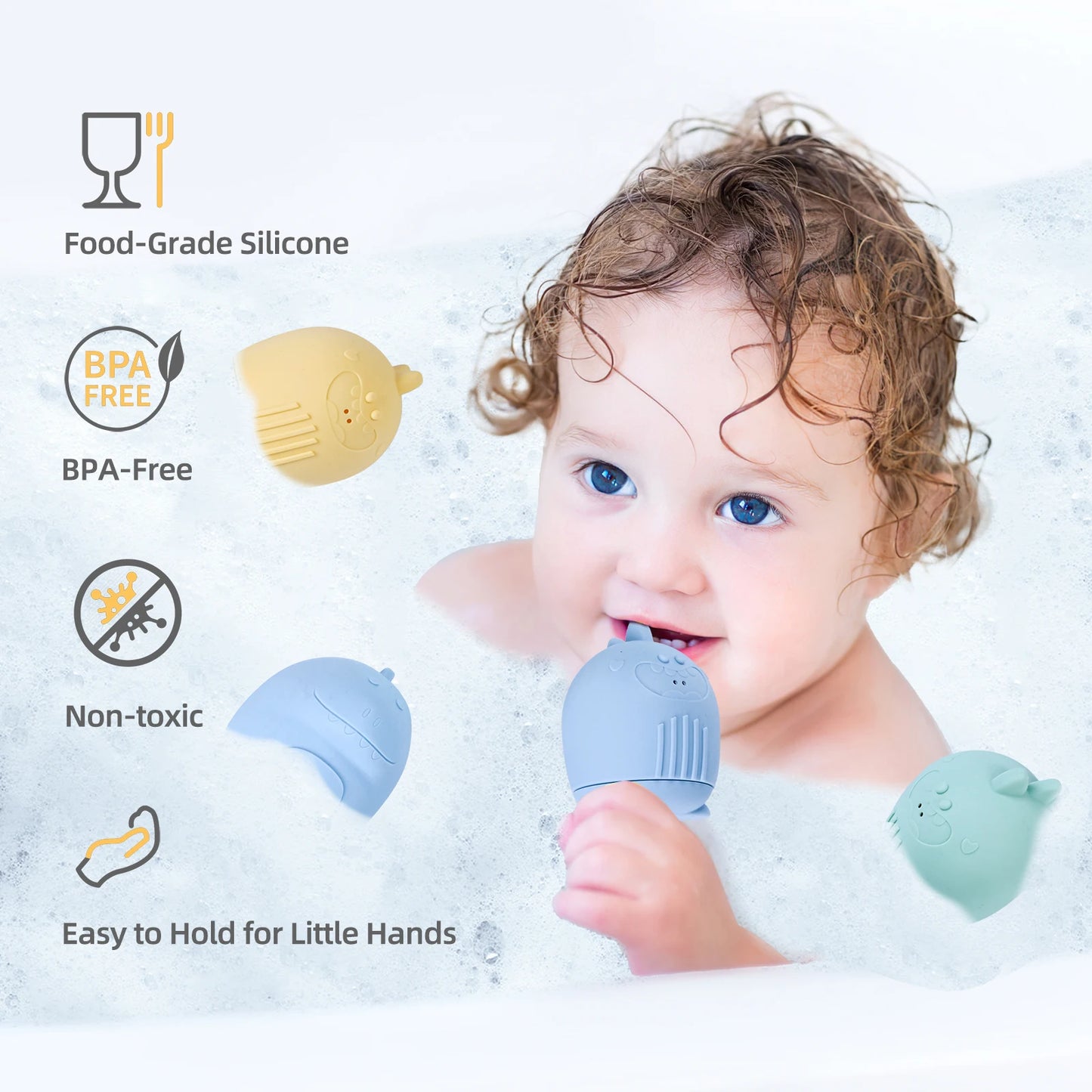 Silicone Dinosaur Bath Toy Squeezable Bathtub Toy