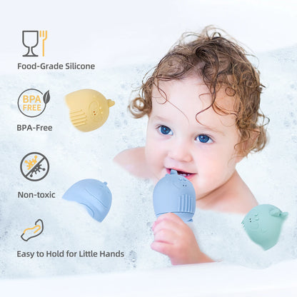 Silicone Dinosaur Bath Toy Squeezable Bathtub Toy