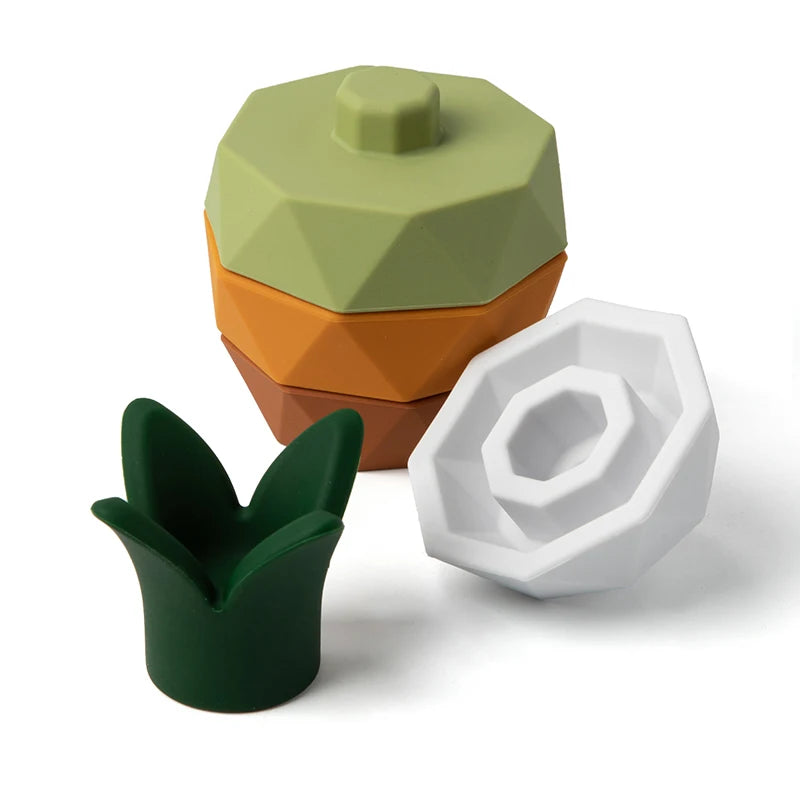 Silicone Fruit Building Block Stacking Toy for Babies