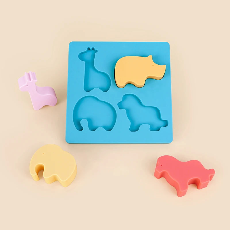 Montessori Silicone Puzzle Board with Geometric Shapes