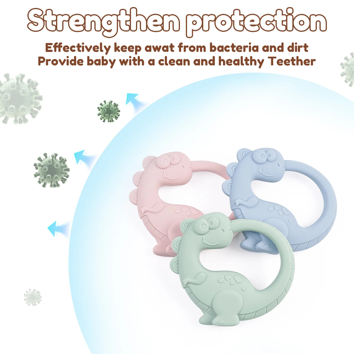 Silicone Dinosaur Teething Rings for Babies