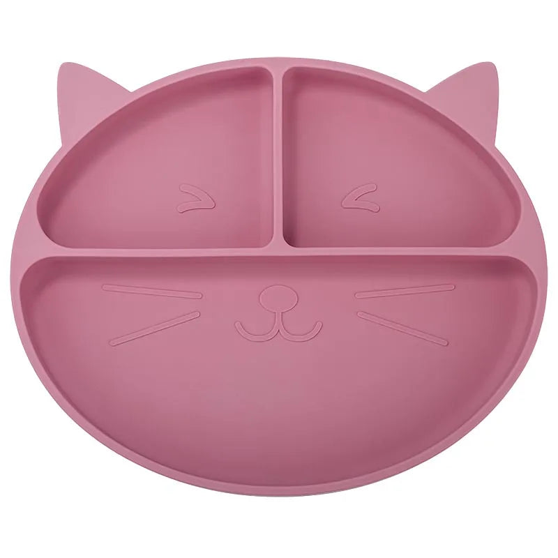Baby Tableware Set Silicone Feeding Plate Bowl Spoon Fork