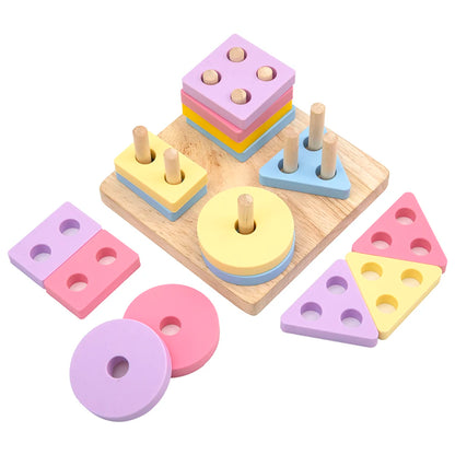 Montessori Wooden Shape Matching and Stacking Toy