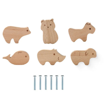 Wooden Drawer Knobs Cartoon Animal Rainbow Cloud Handles