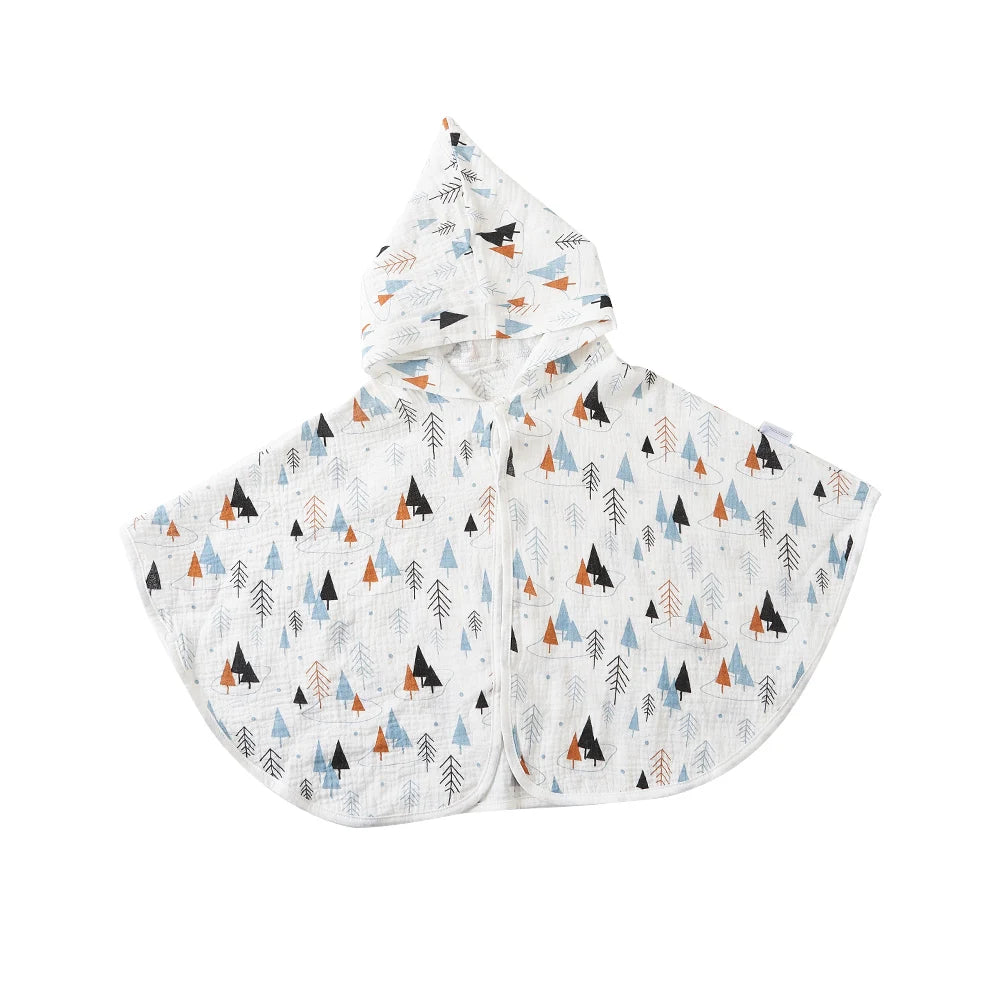 Cotton Muslin Hooded Baby Bath Towel Infant Swaddle