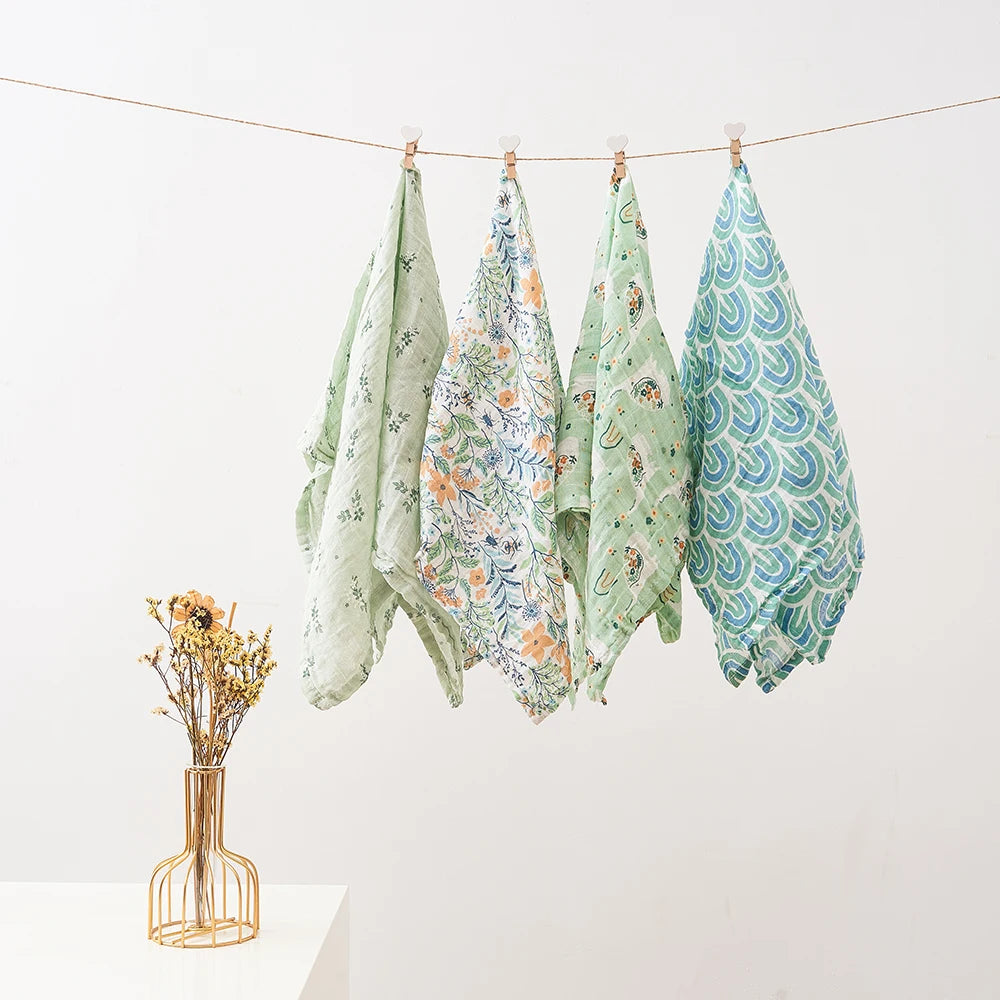 Cotton Muslin Baby Bib and Burp Cloth Scarf Set