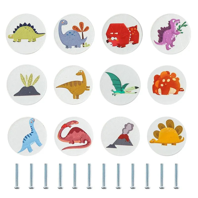 Wooden Drawer Knobs Cartoon Animal Rainbow Cloud Handles