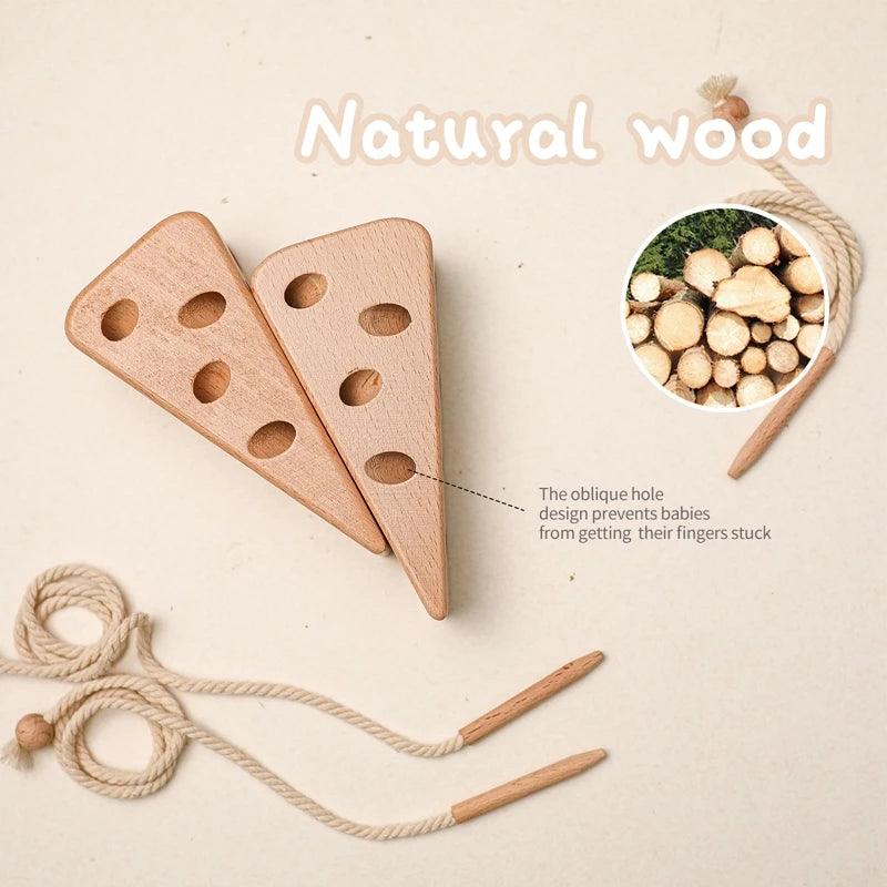 Wooden Threading Board Cheese Montessori Toy for Kids