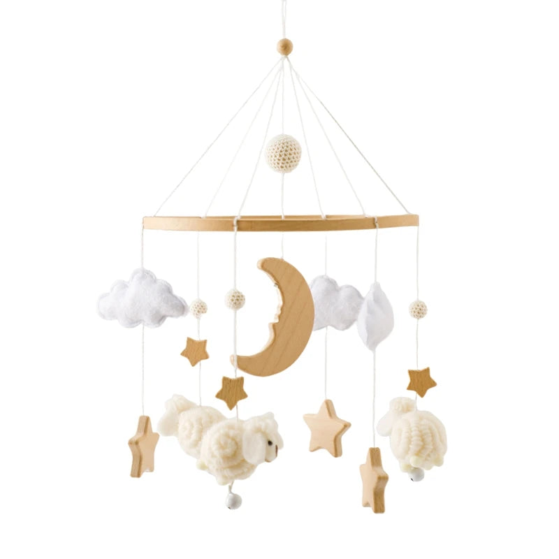 Wooden Cloud Bed Bell Bracket Mobile Holder for Newborns