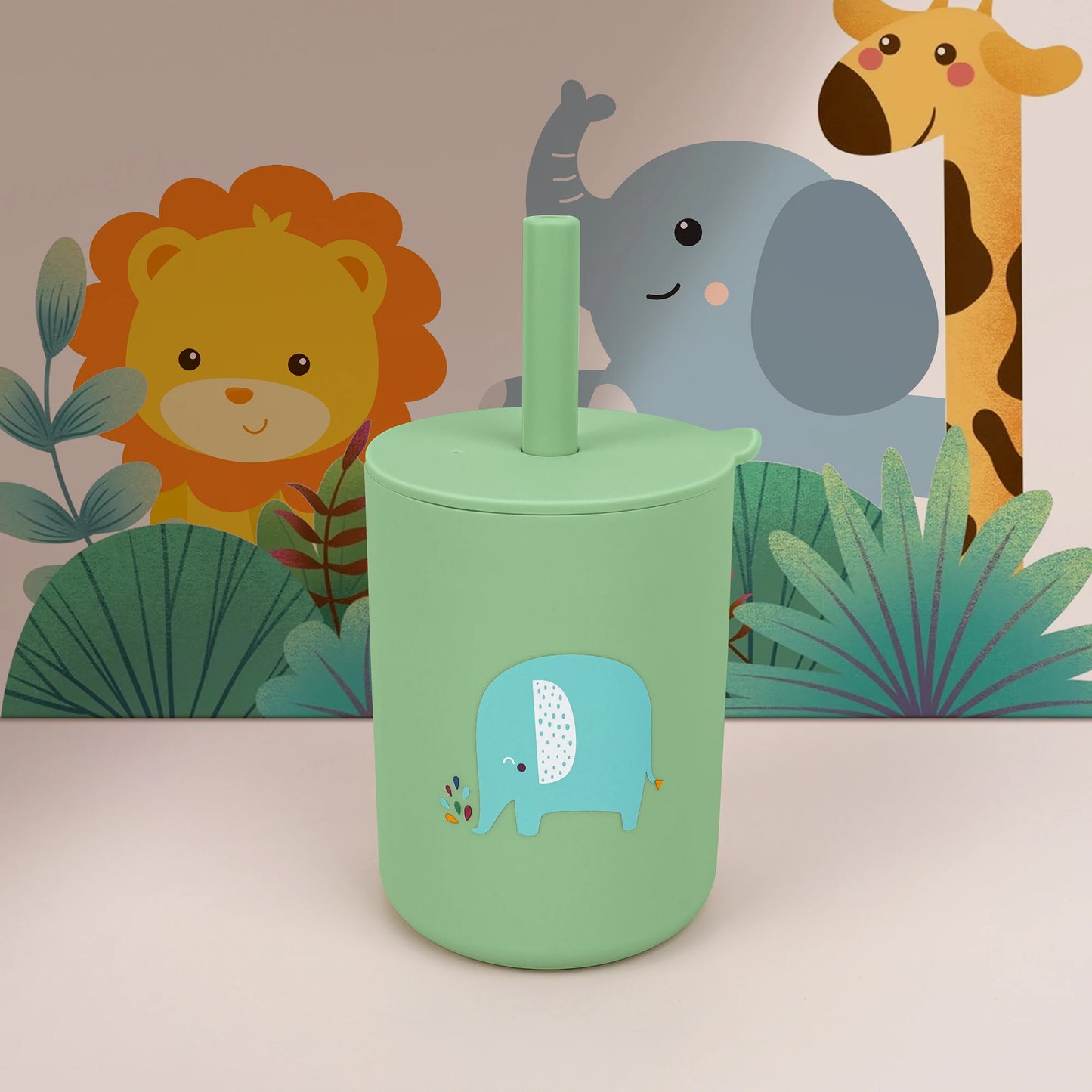 Silicone Baby Straw Cup Leakproof Toddler Water Bottle