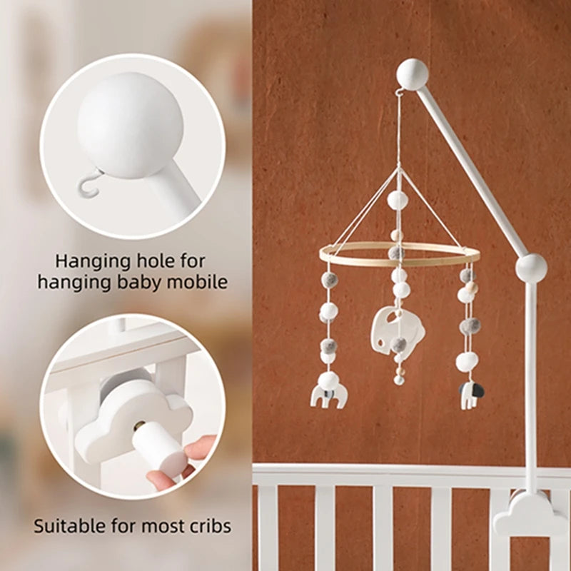 Wooden Cloud Bed Bell Bracket Mobile Holder for Newborns