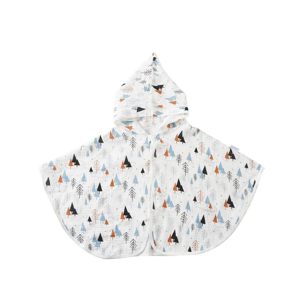 Cotton Muslin Hooded Baby Bath Towel Infant Swaddle