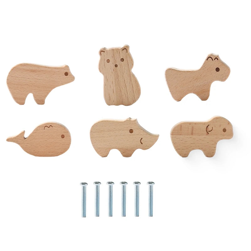 Wooden Drawer Cabinet Knobs Animal Shape Baby Room Decor