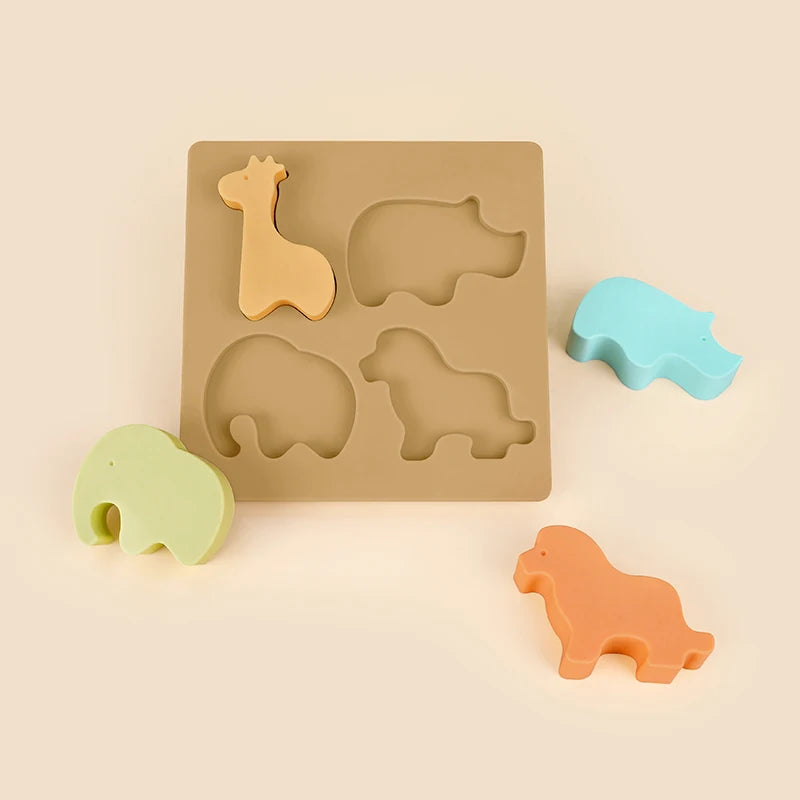 Montessori Silicone Puzzle Board with Geometric Shapes