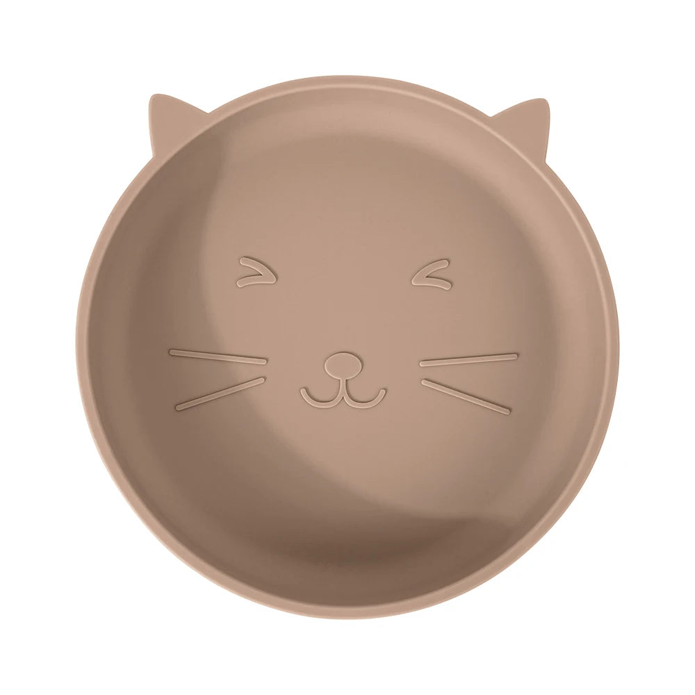 Silicone Baby Plate Cartoon Cat Feeding Bowl Kids Dishes