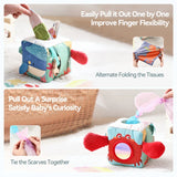 Montessori Cotton Tissue Box Toy Soft Rattle Cloth Book