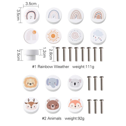 Wooden Animal Handles for Kids Furniture Cabinets Drawers