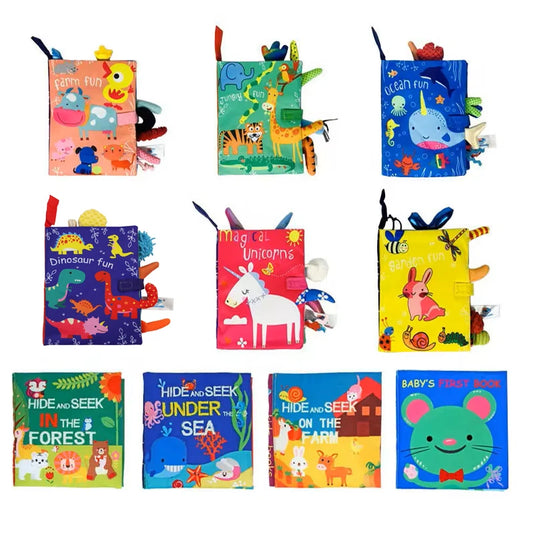 Baby Tail Cloth Book Early Learning Interactive Soft Book 0–36 Months