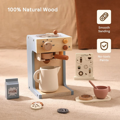 Wooden Kitchen Pretend Play Toy Coffee Machine for Kids