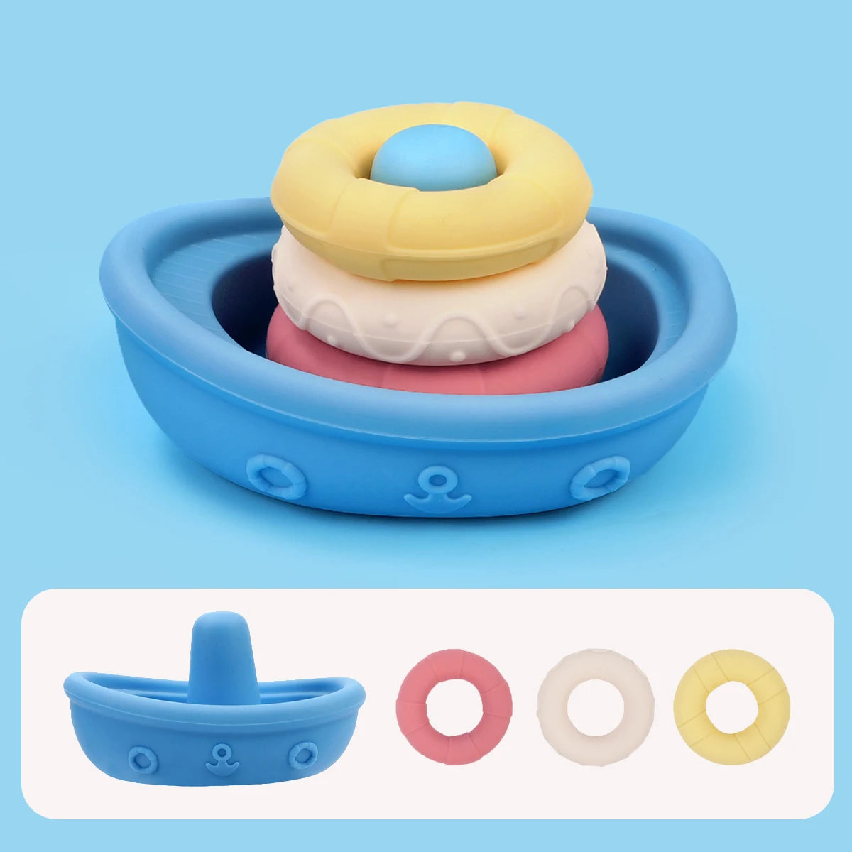 Silicone Floating Boat Bath Toys for Toddlers