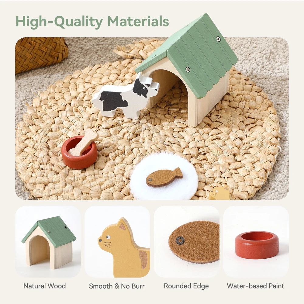 Wooden Animal Building Blocks Imaginative Play Scene Set