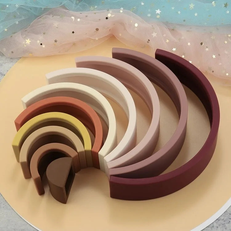 Silicone Rainbow Stacking Toy Montessori Puzzle Set