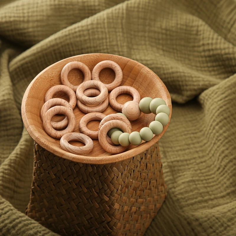 Wooden Rings DIY Teething Toys Smooth Maple Wood