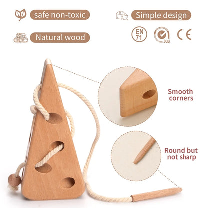 Wooden Threading Board Cheese Montessori Toy for Kids