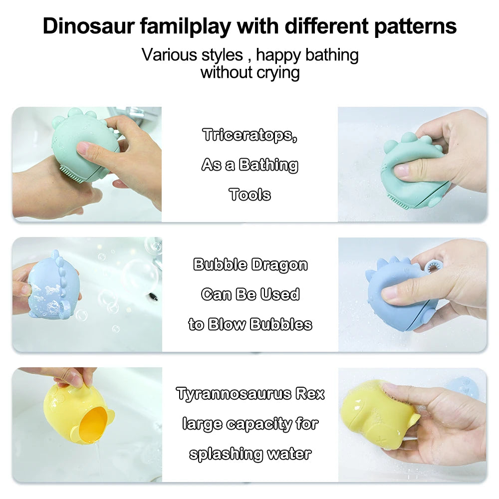 Silicone Dinosaur Bath Toy Squeezable Bathtub Toy