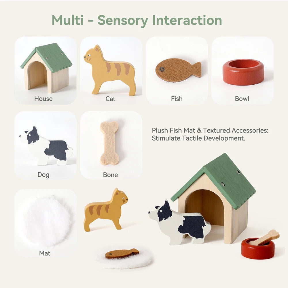 Wooden Animal Building Blocks Imaginative Play Scene Set