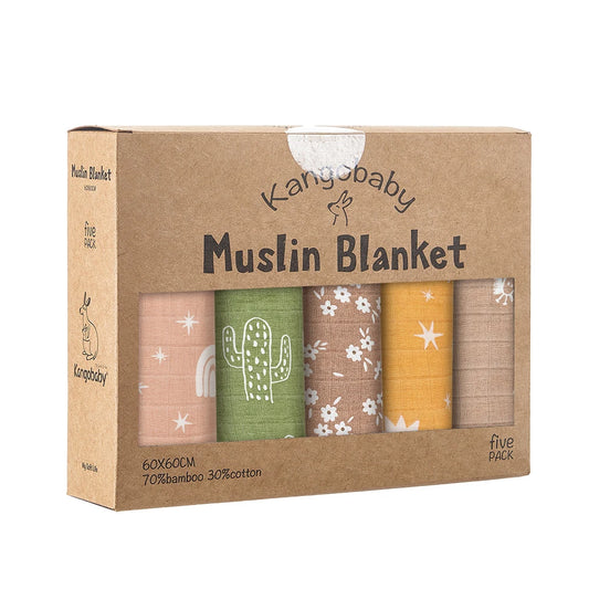 Bamboo Cotton Swaddle Blanket and Baby Bib Set