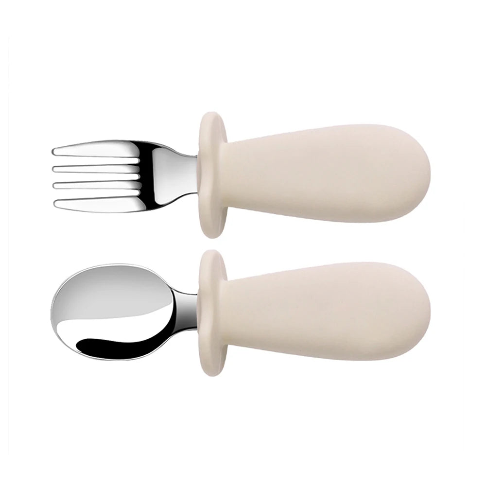 Baby Spoon and Fork Set with Silicone Handle