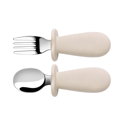 Baby Spoon and Fork Set with Silicone Handle