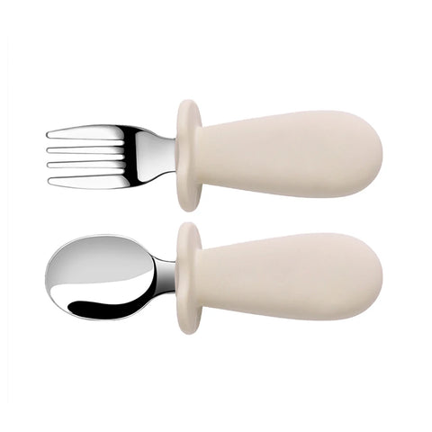Baby Spoon and Fork Set with Silicone Handle