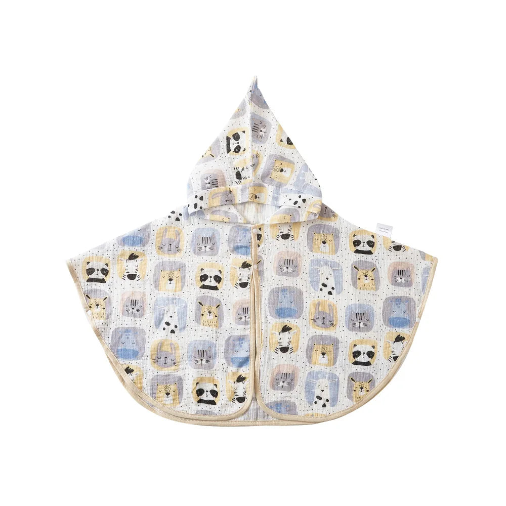 Cotton Muslin Hooded Baby Bath Towel Infant Swaddle