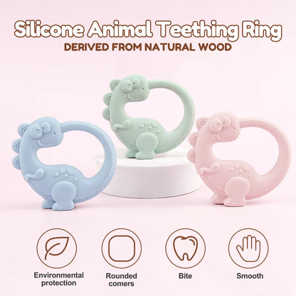 Silicone Dinosaur Teething Rings for Babies