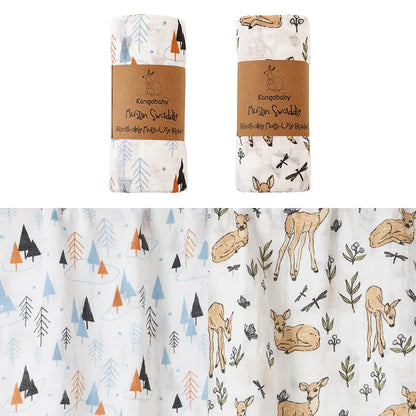 Floral Muslin Swaddle Blanket Set Colorful Design