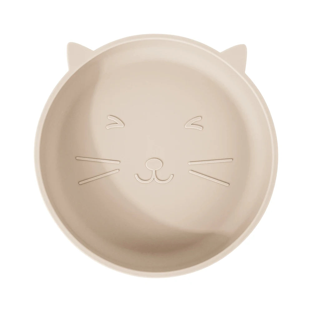 Silicone Baby Plate Cartoon Cat Feeding Bowl Kids Dishes