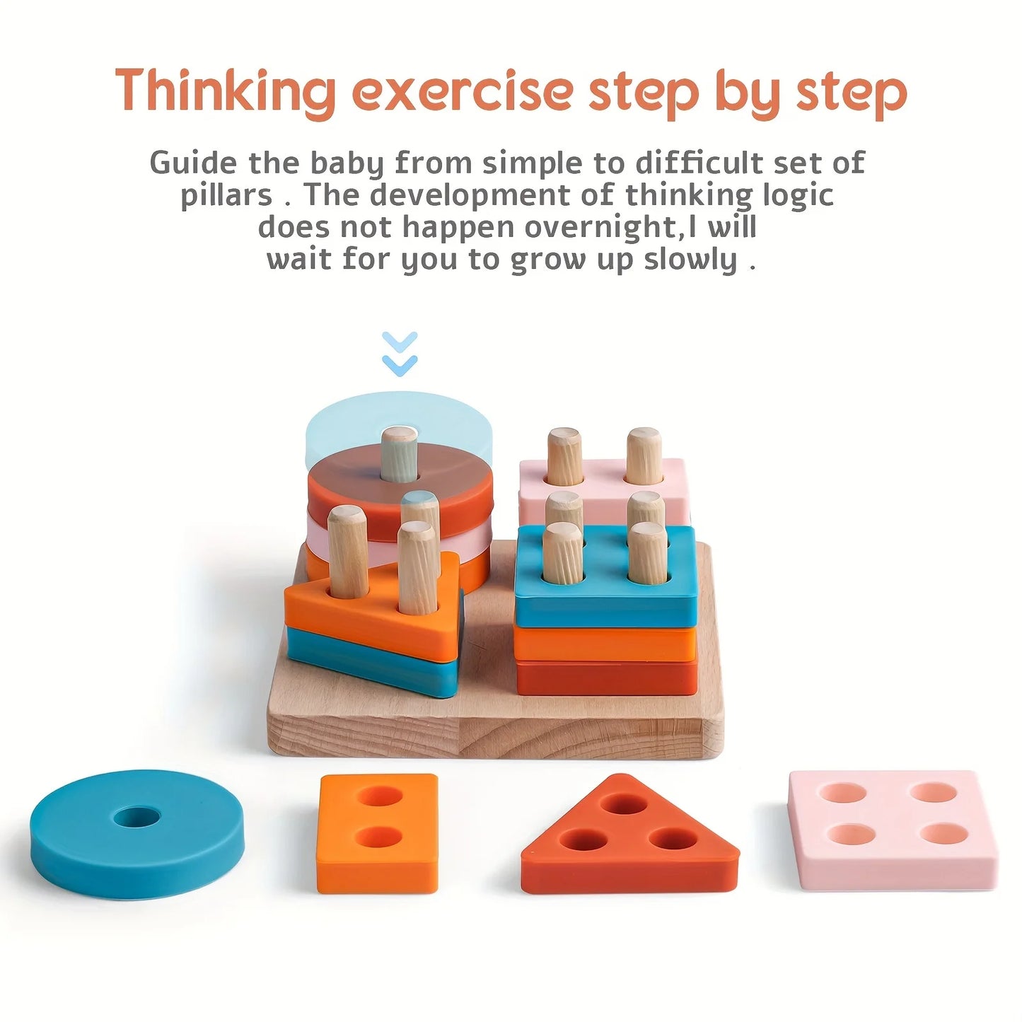 Montessori Wooden Shape Matching and Stacking Toy